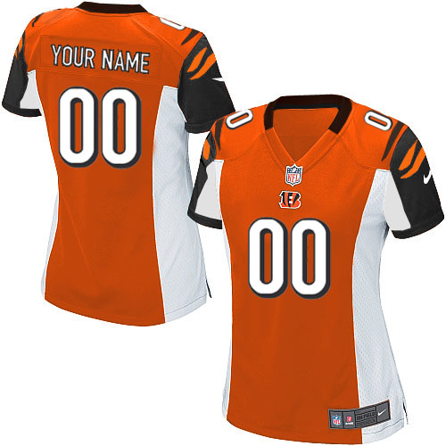 Nike Cincinnati Bengals Customized Orange Stitched Women's NFL Jersey